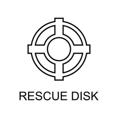 rescue disk outline icon. Element of data protection icon with name for mobile concept and web apps. Thin line rescue disk icon can be used for web and mobile