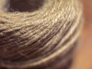 macro shot of thick roll of  knitting tread