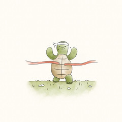 Speedy turtle running to the fininsh line