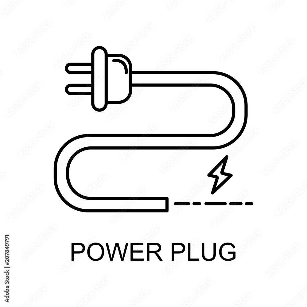 Poster power plug outline icon. element of enviroment protection icon with name for mobile concept and web 