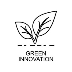 green innovation outline icon. Element of enviroment protection icon with name for mobile concept and web apps. Thin line green innovation icon can be used for web and mobile