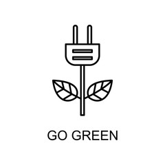 go green outline icon. Element of enviroment protection icon with name for mobile concept and web apps. Thin line go green icon can be used for web and mobile