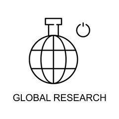 global research outline icon. Element of enviroment protection icon with name for mobile concept and web apps. Thin line global research icon can be used for web and mobile