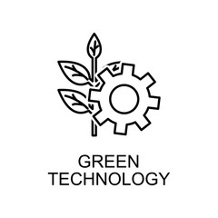 green technology outline icon. Element of enviroment protection icon with name for mobile concept and web apps. Thin line green technology icon can be used for web and mobile