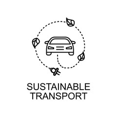 sustainable transport outline icon. Element of enviroment protection icon with name for mobile concept and web apps. Thin line sustainable transport icon can be used for web