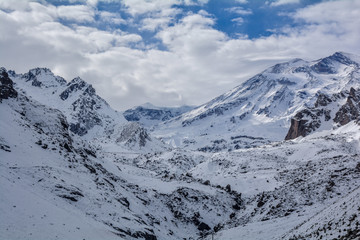 Fototapeta na wymiar Peak of the Andes Mountains Hiking 