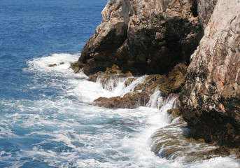 Fototapeta na wymiar Rock, sea and wave in Turkey 