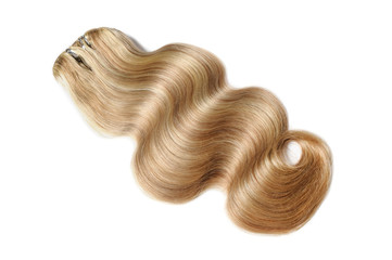 Clip in body wavy brown mix blonde human hair extensions 