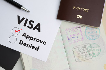 Visa application form to travel Immigration a document Money for Passport Map and travel plan