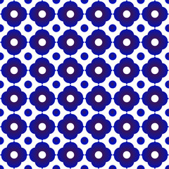 blauw en wit bloemenpatroon 1