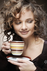  pretty woman drinking coffee 