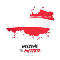 Welcome to Austria. Flag and map of the country
