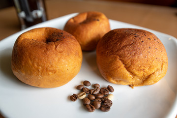 hot coffee bun bread
