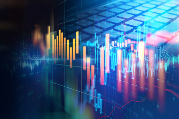 stock market investment graph with indicator and volume data.