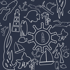 Travel and vacation vintage seamless pattern. Seamless background