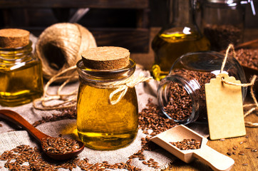 Traditional transparent flax oil