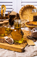 Traditional transparent flax oil