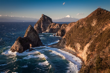 Sengamon Rocks and Mountian Fuji in winter