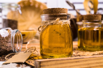Traditional transparent flax oil