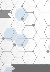 DNA abstract geometric background, layout in A4 set technology brochure flyer design template vector shadow