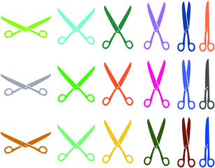 Colorful Scissors illustration set