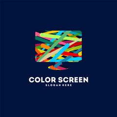 Abstract Colorful Screen logo designs concept, Colorful computer logo template