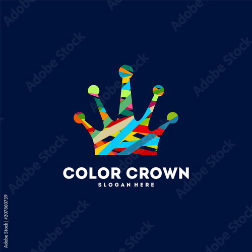 Abstract Colorful Crown Logo Vector King Paint Logo