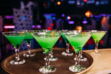 green alcoholic cocktail with ice