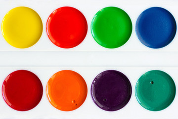 new watercolor paints, close-up