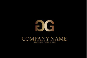 Letter GG Golden Vector Logotype Template.