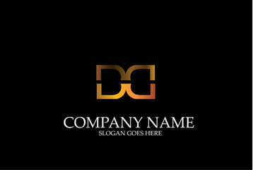 Letter DD  Gold Vector Logotype Template.