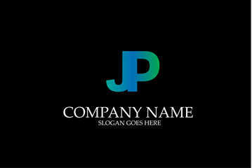 Letter JP Blue Vector Logotype Template.
