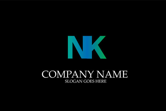 Letter NK Blue Vector Logotype Template.