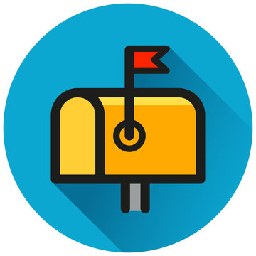 letter box circle blue icon