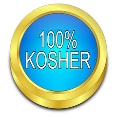100% Kosher Button - 3D illustration