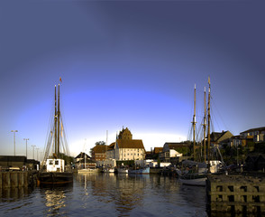 Fototapeta na wymiar The old port of Middelfart in Denmark