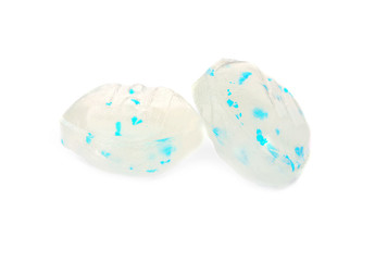 Tasty mint candies on white background. Delicious confection