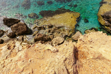 View of a rocky coast in the morning