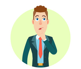 Thoughtful Businessman standing with his finger to his lips