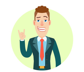 Businessman showing Rock and Roll sign
