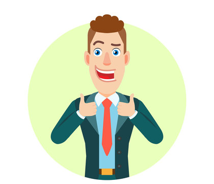 Businessman showing thumb up