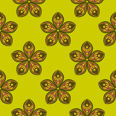 Fototapeta na wymiar Abstract seamless floral pattern on a yellow-green background