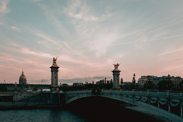 Fototapeta na wymiar The Alexander III Bridge across Seine river in Paris