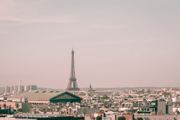 Cityscape view on  beautiful buildings and Eiffel tower