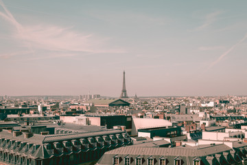 Cityscape view on  beautiful buildings and Eiffel tower