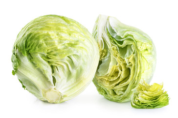 Fototapeta premium Iceberg lettuce isolated on a white background.