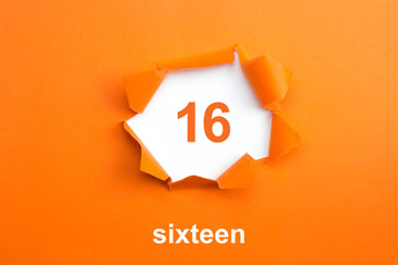 Number 16 - Number written text sixteen