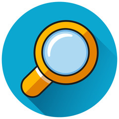 magnifying glass circle blue icon