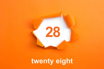 Number 28 - Number written text twenty eight
