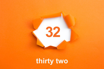 Number 32 - Number written text thirty two